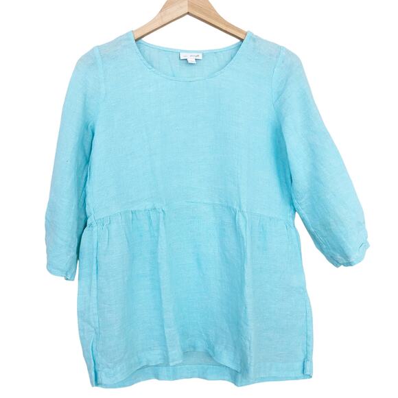 J. Jill Pure Jill Linen Light Blue 3/4 Sleeve Shirt Sz XS - Picture 5 of 5